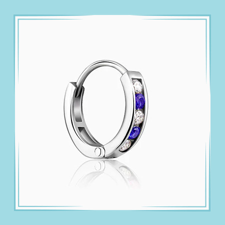 Silver Zirconia Blue Nose Ring