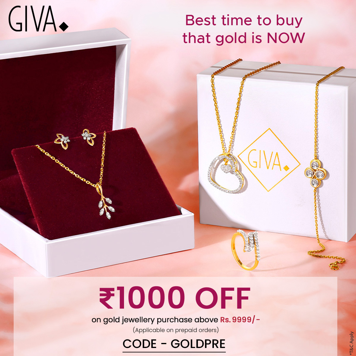 Best time to buy that gold is NOW. Rs.1000 off prepaid gold orders above Rs.8999